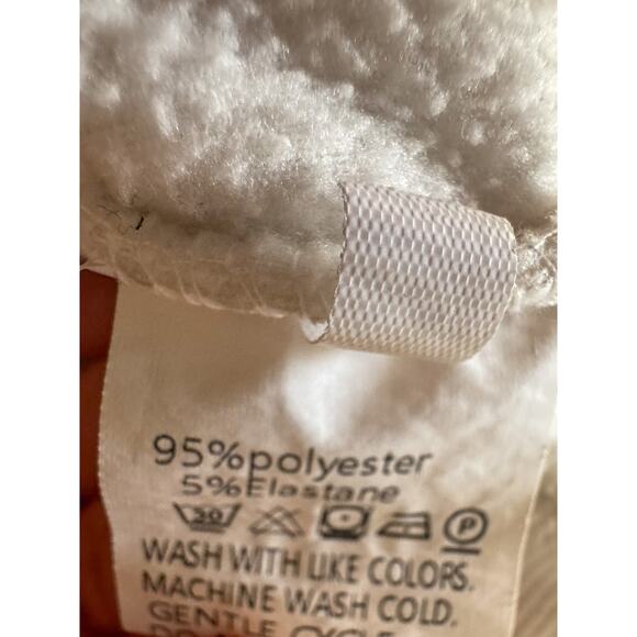 Y2K White Fleece Pullover Hoodie | Gothic Script & Angry Star Appliqué (Size M) - Picture 4 of 12